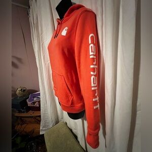 Carhartt Women's/Unisex Relaxed Fit XS Orange/White Hoodie Pullover NWOT